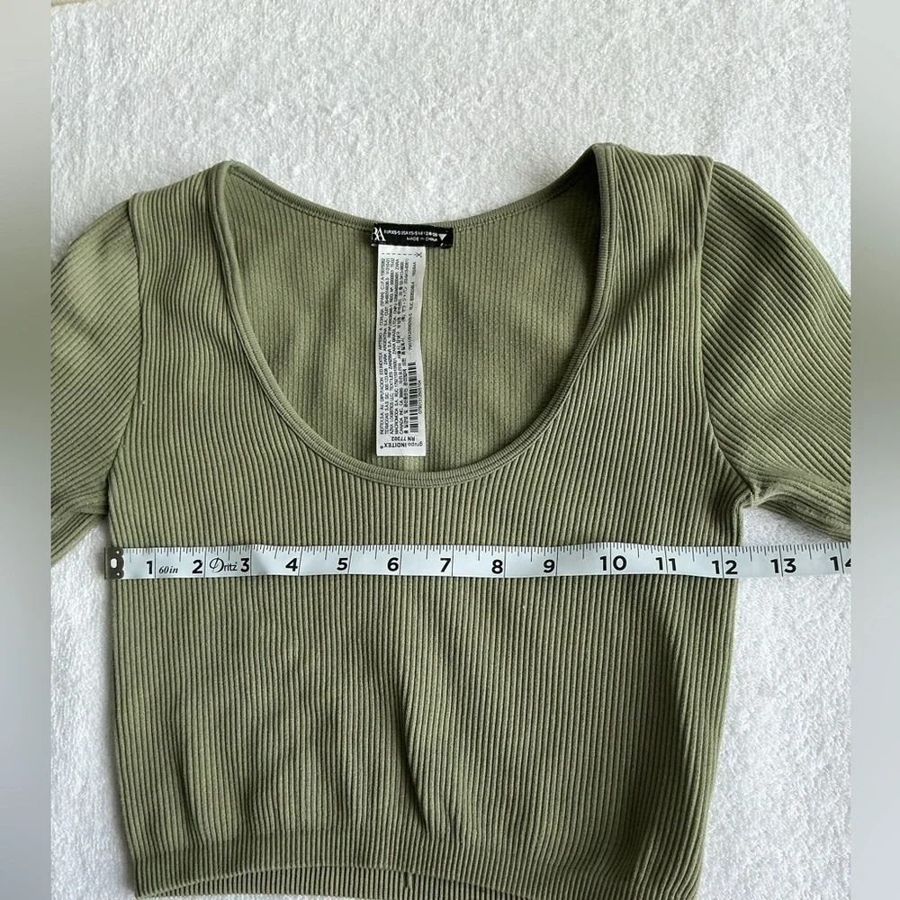 Zara Sage Green Ribbed Crop Top